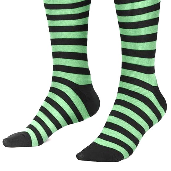 Over the Knee Striped Socks Lime Green Black OTK Thigh High Boot Liner Costume - Picture 4 of 8